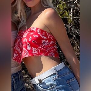 Paisley Cropped Tube Top Size M